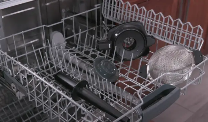 Different components of blender in dishwasher