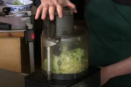 Shredding cabbage in food processor
