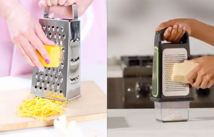 Box cheese grater with handle and container
