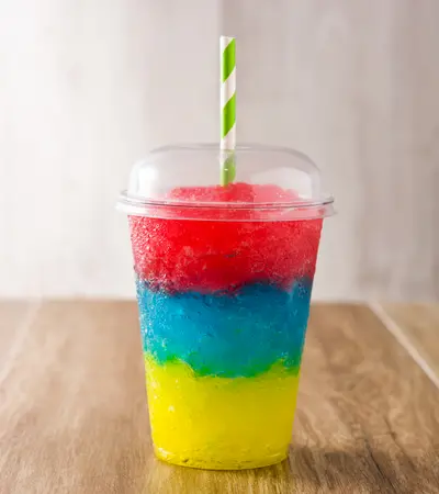 Colorful layered slushie