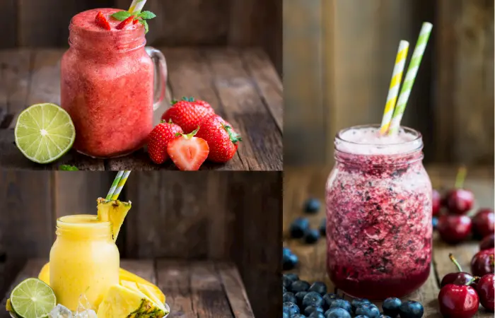 Different types of fruit slushies