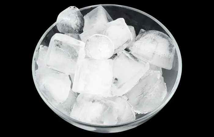 Ice cubes on a bowl