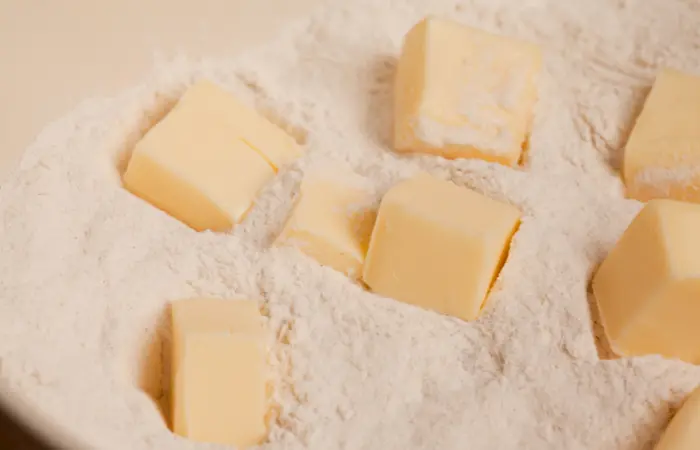 Butter on top of the flour