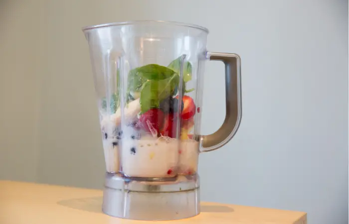 Layered ingredients in a blender