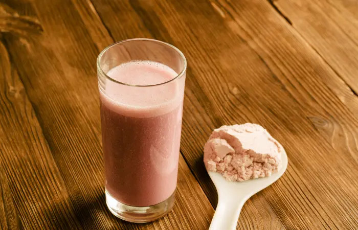 Protein shake in a glass